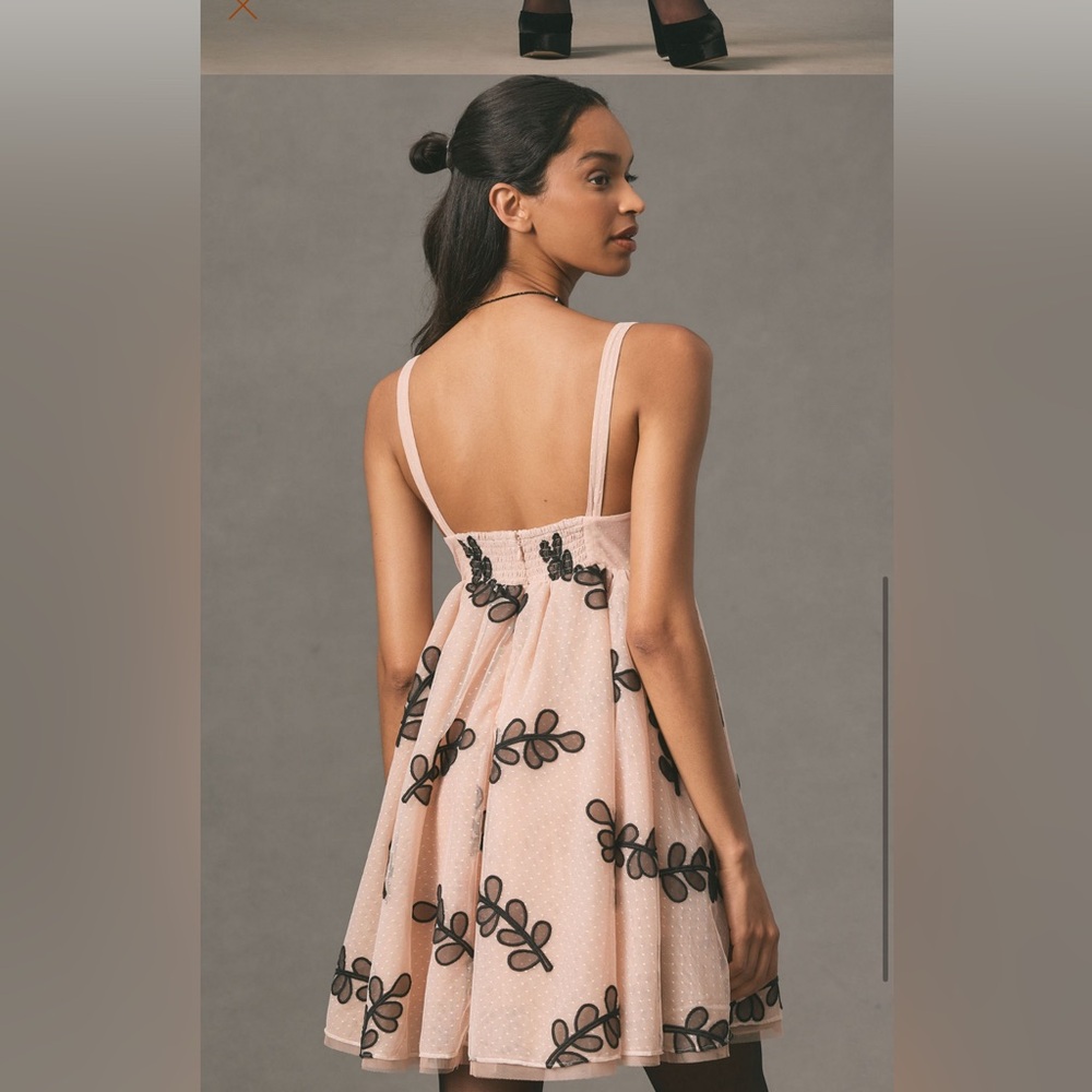 Anthropologie mini square neck tulle mini dress